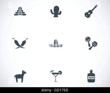 Vektor schwarze Mexiko Icons set Stock Vektor