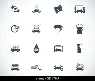 Vektor-schwarze Auto-Waschanlagen-Icons set Stock Vektor