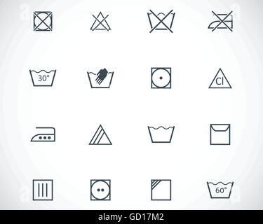 Schwarze Symbole waschen Vektor-set Stock Vektor