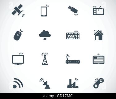Vektor schwarzen Wireless-Icons set Stock Vektor