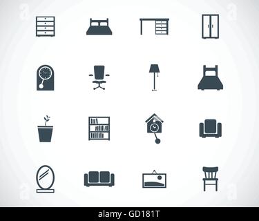 Vektor schwarze Möbel Icons set Stock Vektor