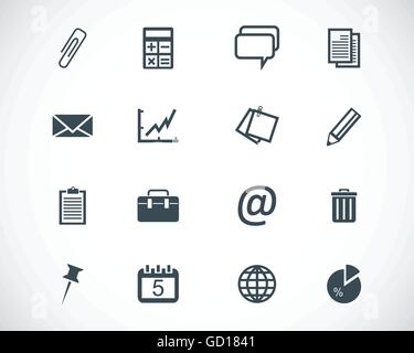 Vector black  office icons set Stock Vektor