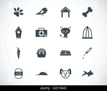 Vektor-schwarze Symbole Haustier-set Stock Vektor