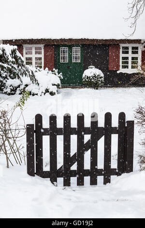 Ein Gebäude in Ahrenshoop (Deutschland) im winter Stockfoto