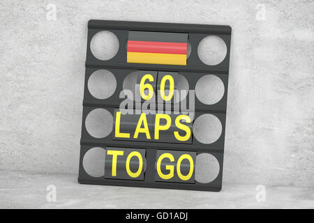 Hockenheimring Rennen, Pit Brett mit Flagge von Deutschland, 3D-Rendering Stockfoto