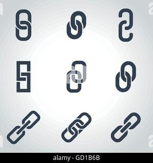 Vektor schwarze Kette oder Link-Icon-set Stock Vektor