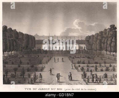 PARIS: Jardin du Roi. Côté De La Rivière. Jardin des Plantes. Aquatinta, 1808 Stockfoto