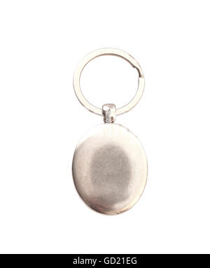 Silberne Schlüsselanhänger isoliert auf weißem Hintergrund Stockfoto