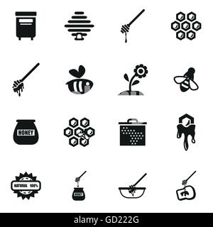 Vektor schwarzen Honig-Icon-set Stock Vektor