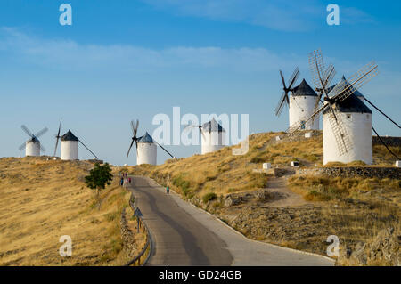 Don Quichotte Windmühlen, Consuegra, Kastilien-La Mancha, Spanien, Europa Stockfoto