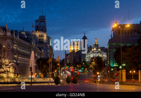 Calle de Alcalá, Plaza de Cibeles, Madrid, Spanien, Europa Stockfoto