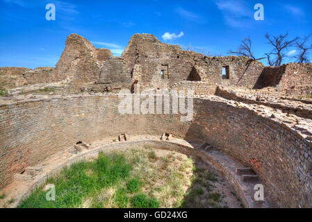 Offenen Kiva im Westen Ruinen, Aztec Ruins National Monument aus der Zeit zwischen 850 und 1100 AD14, UNESCO, New Mexico, USA Stockfoto