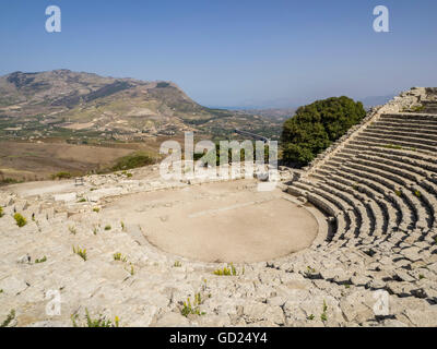 Amphitheater, Segesta, Sizilien, Italien, Europa Stockfoto