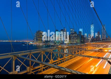 New York Skyline von Manhattan, Skyline von Lower Manhattan, einschließlich der Freedom Tower des World Trade Center, New York, USA Stockfoto