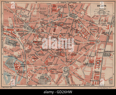 DIJON. Vintage Stadt Ville Stadtplan planen Carte. Côte-d ' or, 1922 Stockfoto