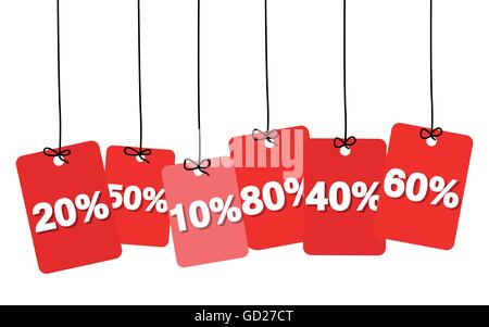 Vektor bunten Karton hängen. Tags - Rabatt Stock Vektor