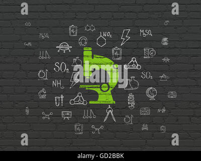 Wissenschaft-Konzept: Mikroskop auf Wand Hintergrund Stockfoto