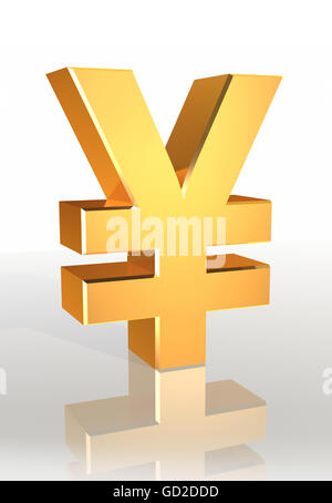 Goldene Yen symbol - 3d illustration Stockfoto