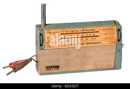 Broadcast, Radio, kleines japanisches Transistor Radio, Belair 7 Transistor, Kopfhöreranschluss seitlich über die beiden Kabel, Japan, um 1960, Additional-Rights-Clearences-nicht verfügbar Stockfoto