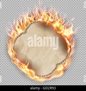 Blatt Papier in Flamme. EPS 10 Stock Vektor