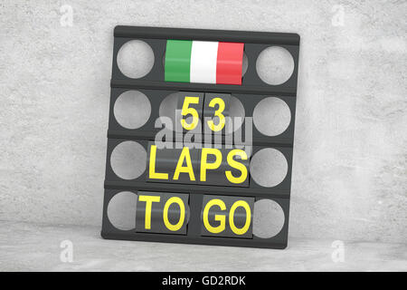 Racing, Pit Brett mit Flagge von Italien, Monza 3D-Rendering Stockfoto
