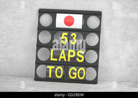 Racing, Pit Brett mit Flagge von Japan, Suzuka 3D-Rendering Stockfoto