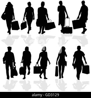 Frauen und Männer Reisende Vektor-illustration Stock Vektor