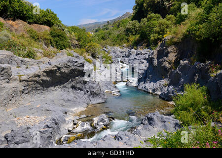 Alcantara-Schlucht (Gole Alcantara), Sizilien, Italien Stockfoto