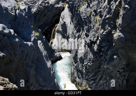 Alcantara-Schlucht (Gole Alcantara), Sizilien, Italien Stockfoto