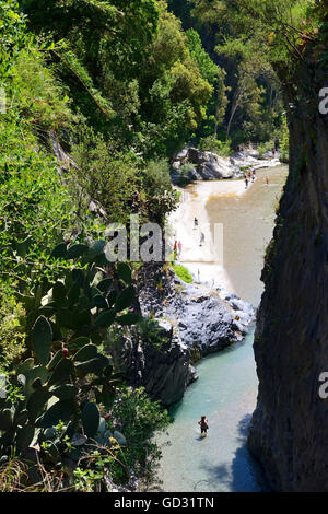 Alcantara-Schlucht (Gole Alcantara), Sizilien, Italien Stockfoto