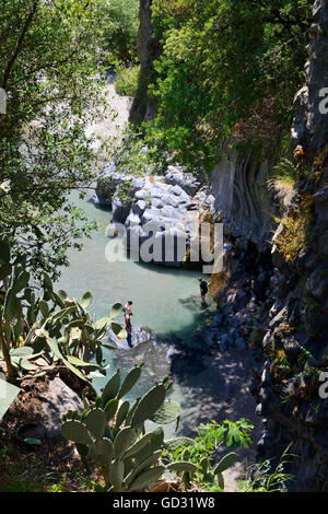 Alcantara-Schlucht (Gole Alcantara), Sizilien, Italien Stockfoto