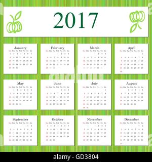 Kalender 2017 Entwurfsvorlage im Vektor Stock Vektor