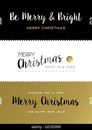 Modernen Satz von Weihnachten und Neujahr Schriftzug Entwürfe für Urlaub Grusskarte mit Goldfarbe Typografie Dekoration. EPS10 ve Stock Vektor