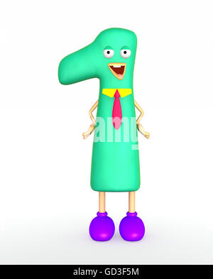 Cartoon Charakter eine Ziffer stehen - 3d illustration Stockfoto