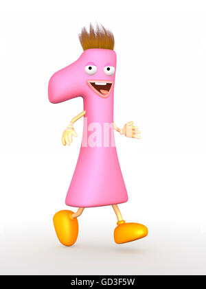 Cartoon-Figur von einer Ziffer zu Fuß - 3d illustration Stockfoto