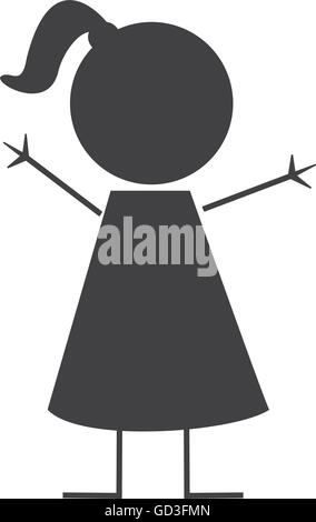 glückliches Mädchen Symbol Strichmännchen Vektor Abbildung Bild