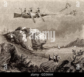 Aerostatischen Fisch, fliegende Maschine im 18. Jahrhundert Stockfoto