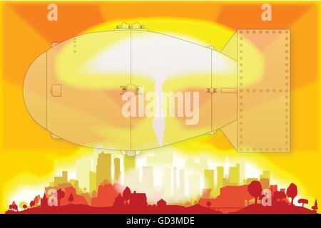 Eine Wasserstoffbombe Explosion mit Überlagerung der Fat Man Wasserstoff-Bombe Stock Vektor