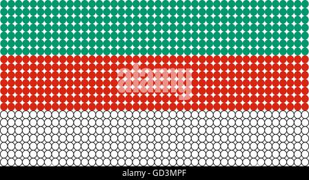 Abstrakt punktiert Flagge von Bulgarien aus kleinen Punkten und Kreisen hergestellt. Stock Vektor