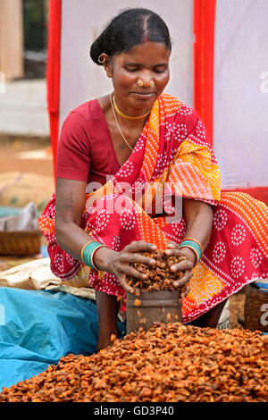 Indianerin, Haat Basar, Bastar, Chhattisgarh, Indien, Asien Stockfoto