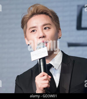 Jun-Su (JYJ), 11. Juli 2016: XIA (Junsu) nimmt an einer Pressekonferenz, die Förderung einer neuen musikalischen "Dorian Gray" in Seoul, Südkorea. Das Musical basiert auf Oscar Wildes Roman "Das Bildnis des Dorian Gray" und Junsu spielt die Hauptrolle Dorian Gray. Das kreative Musical wird im Seongnam Arts Center Opera House in Südkorea am 3. September 2016 eröffnet. © Lee Jae-Won/AFLO/Alamy Live-Nachrichten Stockfoto