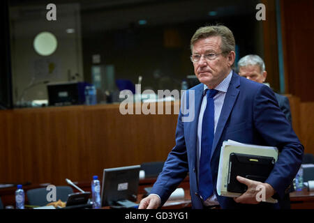 Brüssel, Belgien. 12. Juli 2016. Der ECOFIN-Rat, im Europäischen Rat, runder Tisch Johan Van Renner Minister der Finanzen von Belgien Credit: Leonardo Hugo Cavallo/Alamy Live News Stockfoto