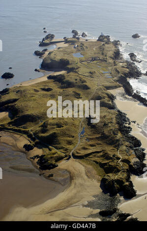 Luftaufnahme von Llanddwyn Island, Anglesey, North Wales, Stockfoto