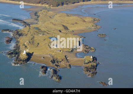 Luftaufnahme von Llanddwyn Island, Anglesey, North Wales, Stockfoto