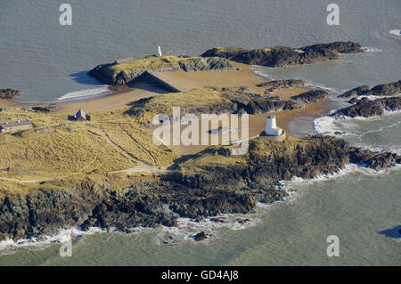 Luftaufnahme von Llanddwyn Island, Anglesey, North Wales, Stockfoto