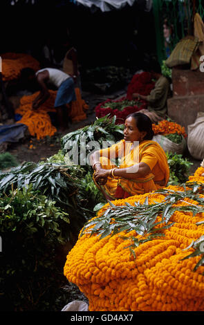 Blumenmarkt in der Nähe von Howrah Brücke Stockfoto