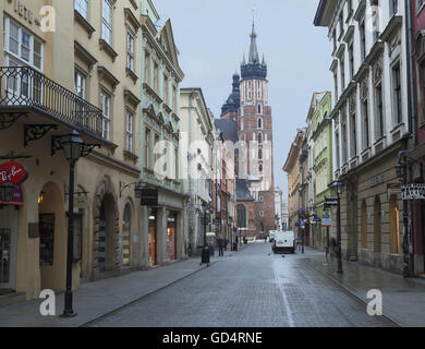 Straßen der Altstadt von Krakau. Stockfoto