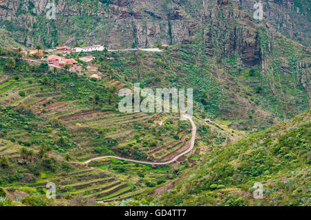 Abgeschiedenen Tal von Masca Blick vom Mirador De La Cruz de Hilda, Teneriffa, Kanarische Inseln, Spanien Stockfoto