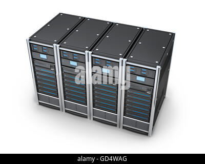 Vier Server High-End, Ansicht oben auf weißem Grund (in 3D-Rendering getan) Stockfoto