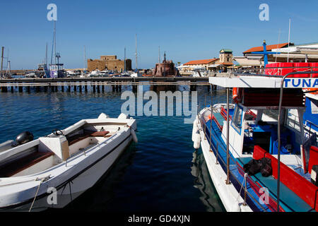 Hafen von Paphos, Byzanthine Fort, Republik Zypern Stockfoto